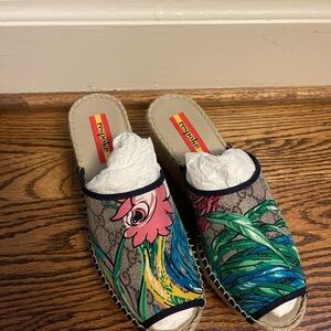 Colorful Espadrille Mules with Tropical Print